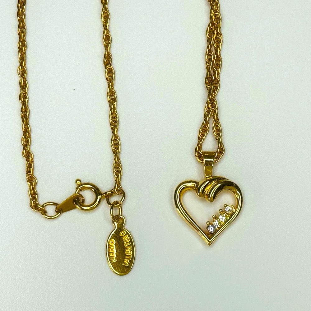 Mario Valentino Heart Pendant Necklace with Crystals